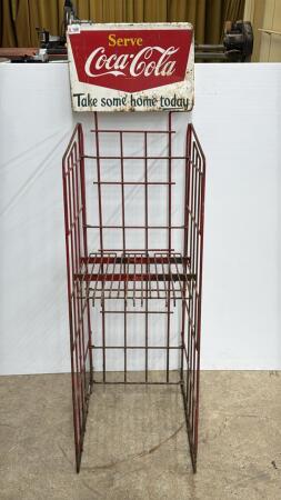 COCA-COLA SIGN ON WIRE DISPLAY/RETURN RACK
