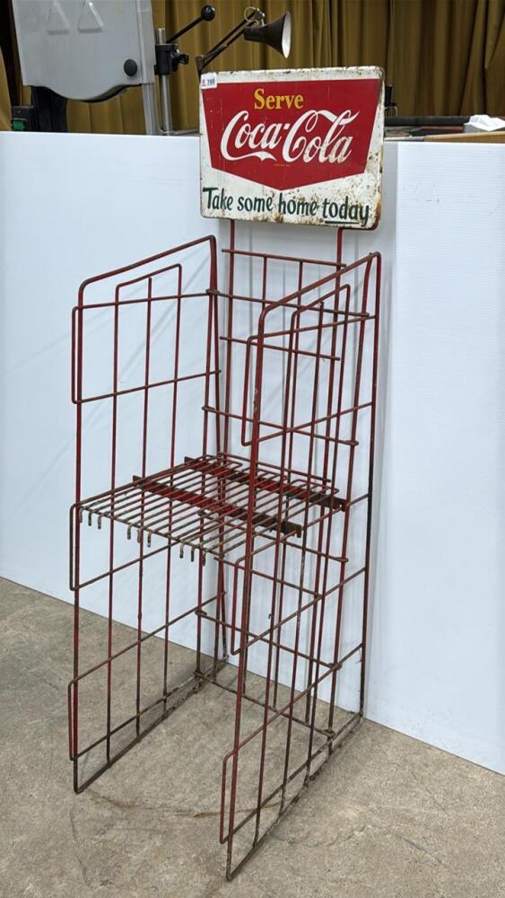 COCA-COLA SIGN ON WIRE DISPLAY/RETURN RACK