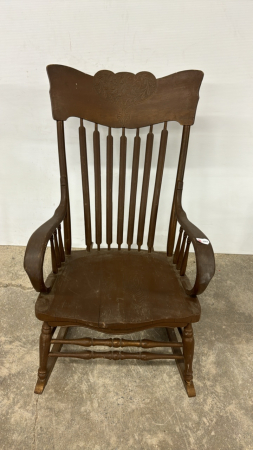 Large Wooden Rocker with Press Design