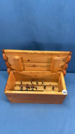 ASSORTMENT OF ROUTER BITS IN WOODEN BOX