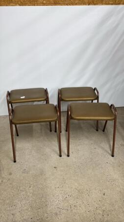 SET OF (4) VINTAGE STACKABLE STOOLS