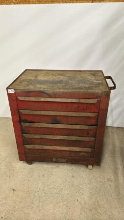 HERBRAND 5 DRAWER ROLLING CHEST WITH CONTENTS