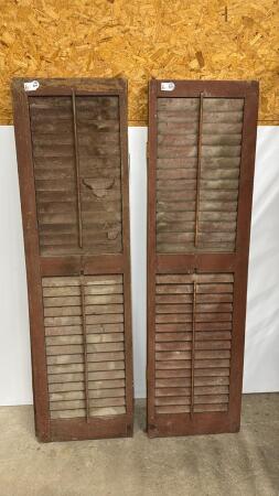 PAIR OF WOODEN HINGED SHUTTERS
