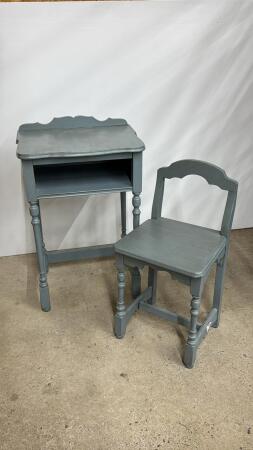 PAINTED TELEPHONE TABLE WITH CHAIR