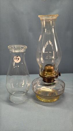 COAL OIL LAMP WITH EXTRA CHIMNEY