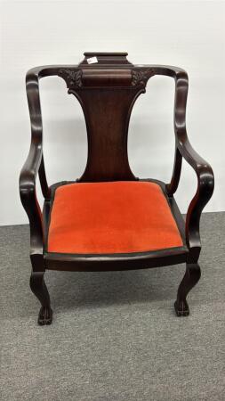 ARM CHAIR WITH CHIPPENDALE STYLE FEET