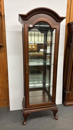 CURIO CABINET WITH LIGHT & GLASS SHELVES