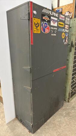 STEEL CUPBOARD WITH 5 SHELVES & (2) WOODEN DOORS
