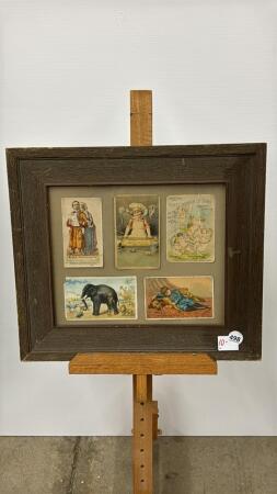 (5) VINTAGE FRAMED POSTCARDS