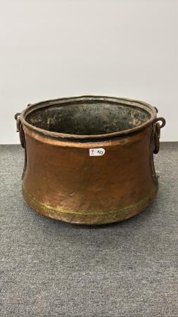 LARGE COPPER TUB WITH HAND FORGED STEEL HANDLES