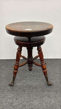 ROUND ORGAN STOOL WITH BALL & CLAW FEET