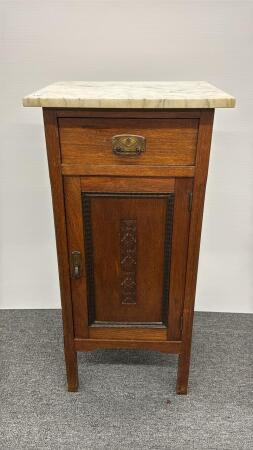 OAK MARBLE TOP STAND