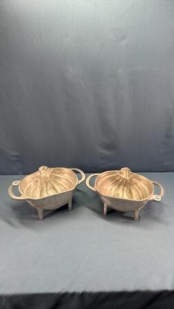 PAIR OF METAL PUMPKIN MOLDS