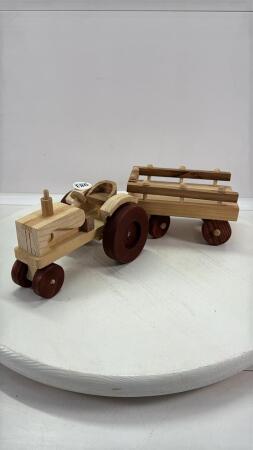 WOODEN TRACTOR WITH WAGON