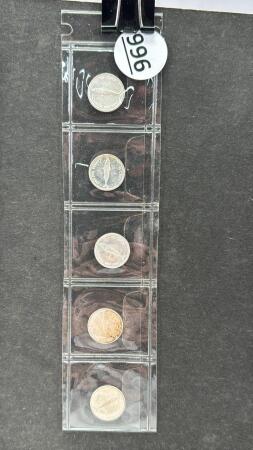 (5) 1867-1967 CANADIAN TEN CENT COINS
