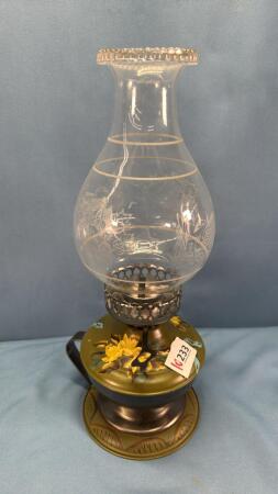 REPRO METAL DECORATED COAL OIL LAMP