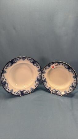 (2) FLO BLUE SOUP BOWLS FROM BURSLEM ENGLAND