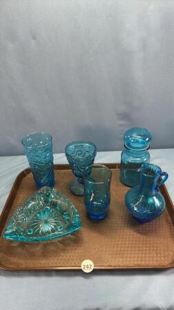 QUANTITY OF BLUE GLASSWARE