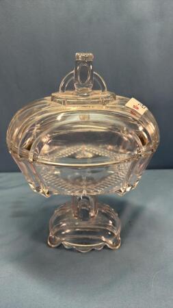 GLASS PEDESTAL COMPOTE WITH LID