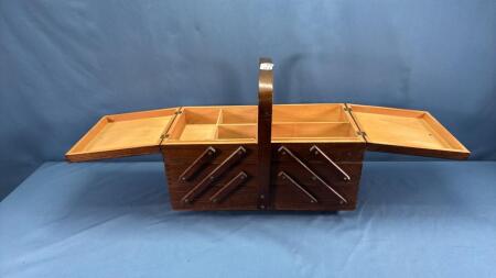 CANTILEVER WOODEN 3 TIER SEWING BOX