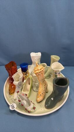APPROX. 12 GLASS & CHINA SLIPPERS & BOOTS