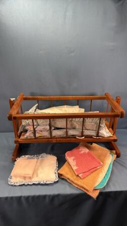 WOODEN DOLL CRADLE