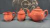 POTTERY 3 PIECE TEA SET ON 13IN CORNFLOWER PLATE - 2