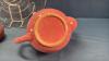 POTTERY 3 PIECE TEA SET ON 13IN CORNFLOWER PLATE - 4