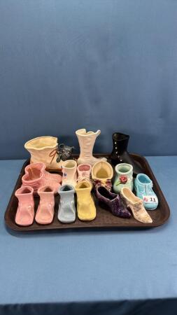 COLLECTION OF POTTERY SHOES, SLIPPERS & BOOTS