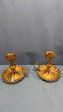 PAIR OF BRASS CANDLE STICKS
