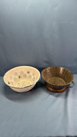 (2) ENAMELED STRAINERS