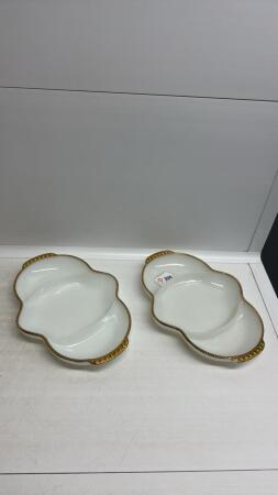 (2) FIRE KING DIVIDED RELISH PLATES