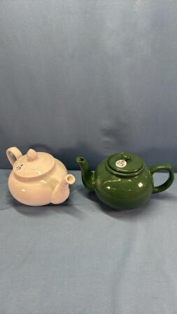 (2) CHINA TEA POTS