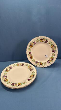 (3) PANSY PATTERN SOVEREIGN POTTER DINNER PLATES