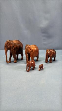 5PC CARVED ELEPHANT COLLECTION