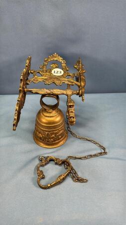 BRASS WALL MOUNTED BELL WITH CHAIN