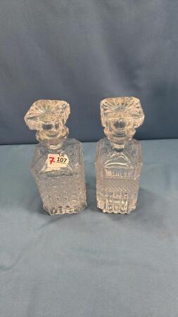 (2) 9IN DECANTERS WITH GLASS STOPPERS