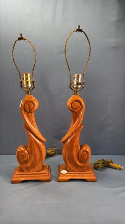 PAIR OF MATCHING WOOD BASED LAMPS