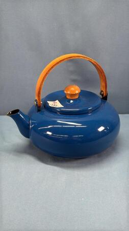 BLUE ENAMELED TEA POT
