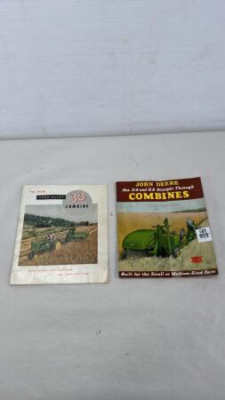(2) JOHN DEERE PULL TYPE COMBINE SALES BROCHURES