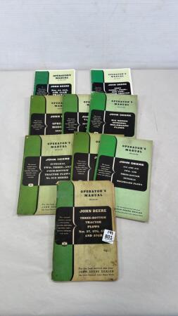 (9) JOHN DEERE OPERATORS MANUALS