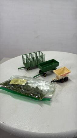 (3) FARM WAGONS & APPROX 50 SMALL SQUARE BALES