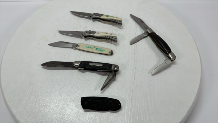 6 Pocket Knives -Largest is 4in Long