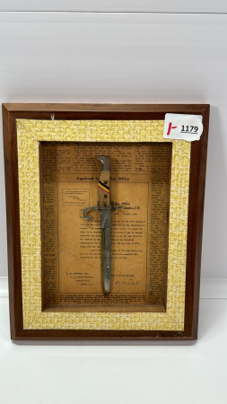 Replica Waterloo Miniature Bayonet in Frame