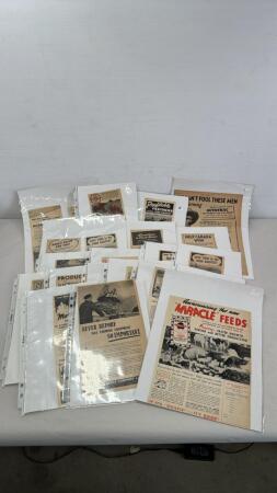 APPROX. 22 FARM EQUIP RELATED NEWSPAPER CUT OUTS