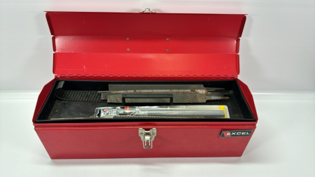 19in Wide Metal Tool Box with Assortment of Files