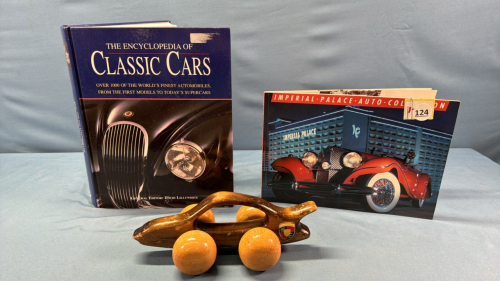 2 Car Books and Wooden Toy Car -See Notes