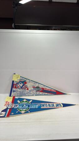 (2) 1992 TORONTO BLUE JAYS 30IN PENNANTS