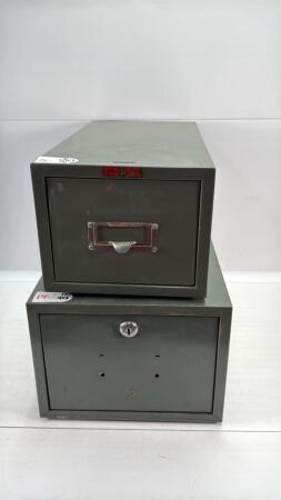 (2) METAL SINGLE DRAWER INDEX CARD FILE CABINETS