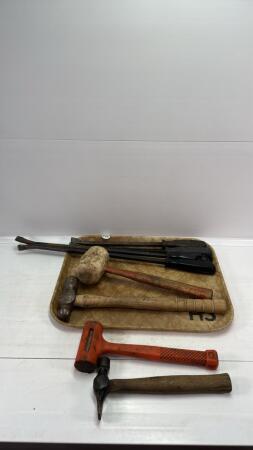ASSORTED LOT OF HAMMERS & PRY BARS